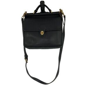 Vintage Coach Willis Black Leather Top Handle Twist Lock Satchel Bag 9927 USA